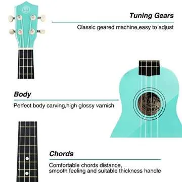 MUSTAR Soprano Ukulele or Beginners - 21 Inch Small Guitar Ukulele for Kids & Adults Birthday Holiday Present, Gig Bag, Digital Tuner, Strap, Picks, All in One Kit, Basswood Ukuleles Starter Kit