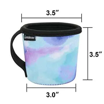Ice Cream Sleeve Pint Sized Cooler Cover Neoprene Insulator, Hard Bottom Ice Cream Pint Holder w/Handle & Spoon Pocket, Machine Washable & Leak Proof Cup Cover for Yogurt Frozen Desserts (Print Sky)
