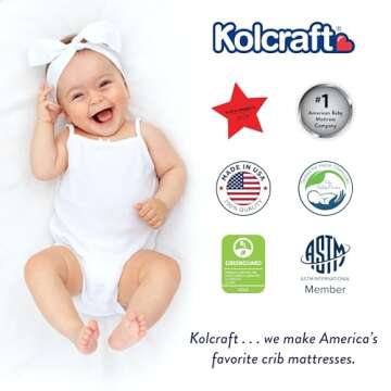 Kolcraft Pure Sleep Therapeutic 150 Certified Waterproof Baby Crib Mattress & Toddler Bed Mattress, Extra Firm Coils Hypoallergenic Comfort, GREENGUARD GOLD Air Quality Certified, Made in USA, 52"x28"
