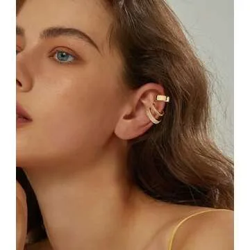 9Pcs Ear Cuff 14K Gold Plated Ear Cuffs for Women Non Piercing Cartilage Cuff Earrings Ear Clips Jewelry