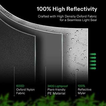 VIVOSUN Gray 4x2 Grow Tent, 48"x24"x60" High Reflective Mylar with 16mm Poles, Observation Window and Floor Tray for Hydroponics Indoor Plant Growing for VS1000/VS2000