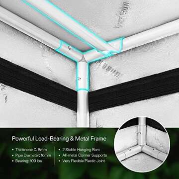 VIVOSUN Gray 4x2 Grow Tent, 48"x24"x60" High Reflective Mylar with 16mm Poles, Observation Window and Floor Tray for Hydroponics Indoor Plant Growing for VS1000/VS2000
