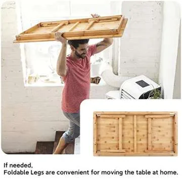 Nnewvante Large Size Floor Desk with Folding Legs Adjustable Low Coffee Table for Breakfast Serving Tray Gaming Writing 33.5x17.7in