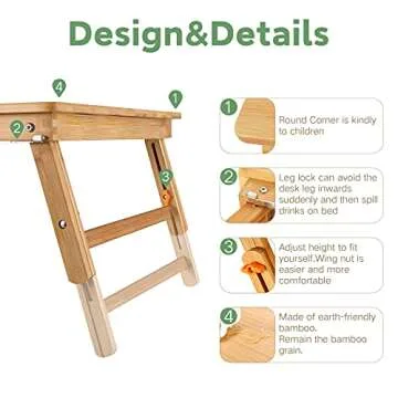 Nnewvante Large Size Floor Desk with Folding Legs Adjustable Low Coffee Table for Breakfast Serving Tray Gaming Writing 33.5x17.7in