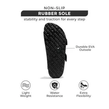 Project Cloud Genuine Leather Flat Sandals Comfortable Beach Essentials Womens Sandals Memory Foam Vacation Essentials Slides for Women Footwear (Santorini, Blackpat, 6)