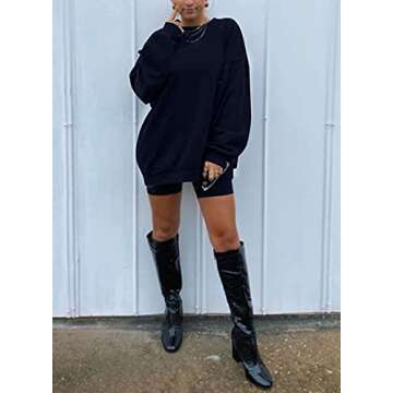 Dokotoo Womens Ladies Plus Size Cotton Basic Oversized Crewneck Long Tunic Sweatshirts for Women Long Sleeve Comfy Cozy Winter Fleece Pullover 2022 Fall Tops Casual Loose Fit Tees Shirts Blue XXL