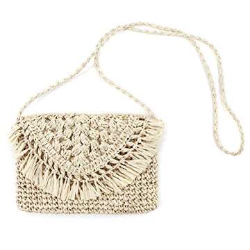 Lobagve Women's Straw Crochet Purse for Beach & Travel