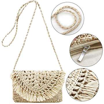 Lobagve Women's Straw Crochet Purse for Beach & Travel