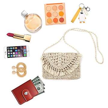 Lobagve Women's Straw Crochet Purse for Beach & Travel