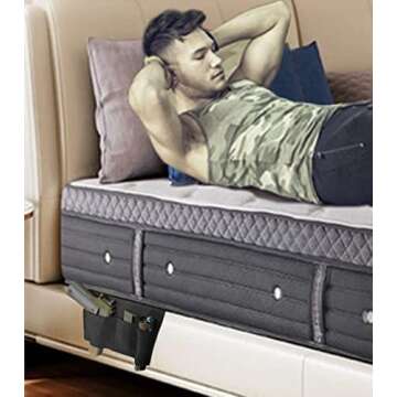 Bedside Holster, Pistol Holster, Bed Side Holster, Under Mattress Handgun Holster, Tactical Gun Holster with Flashlight Loop Holder Black