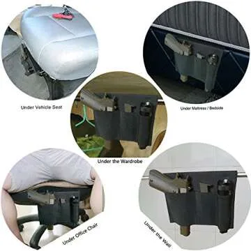 Bedside Holster, Pistol Holster, Bed Side Holster, Under Mattress Handgun Holster, Tactical Gun Holster with Flashlight Loop Holder Black