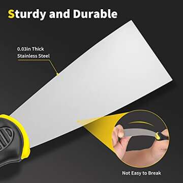 Putty Knife, 4Pcs Spackle Knife Set (2, 3, 4, 5 in), Stainless Steel Paint Scraper, Taping Knife Too...