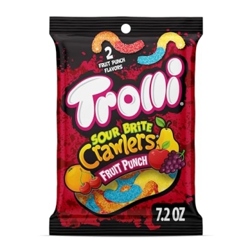 Trolli Sour Brite Crawlers - Fruit Punch Gummy Worms, 7.2 oz Sweet & Sour Candy