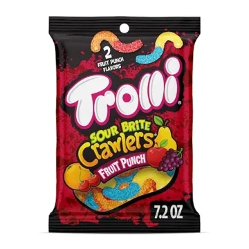 Trolli Sour Brite Crawlers - Fruit Punch Gummy Worms, 7.2 oz Sweet & Sour Candy