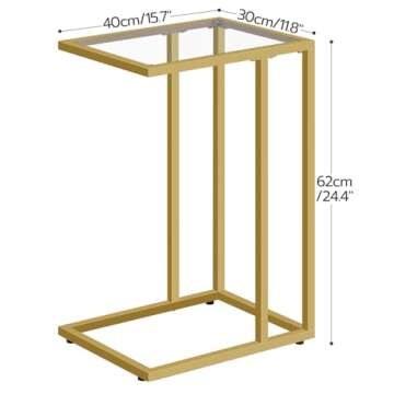 HOOBRO C Shaped End Table - Modern Gold Metal Frame