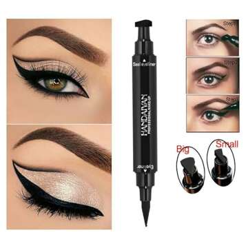 BONNIESTORE Winged Eyeliner Stamp 2 Pack,Dual-ended Eyeliner Stamp for Perfect Wing Cat Eyes,Long La...