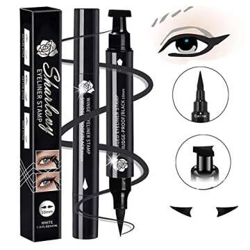 BONNIESTORE Winged Eyeliner Stamp 2 Pack,Dual-ended Eyeliner Stamp for Perfect Wing Cat Eyes,Long Lasting Liquid Eyeliner Pen Waterproof Smudge Proof Smudge Proof for All Eye Shapes