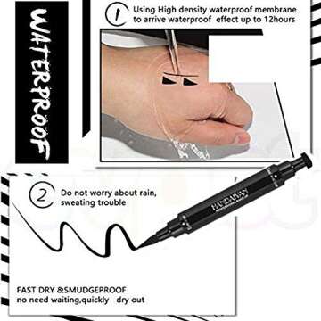 BONNIESTORE Winged Eyeliner Stamp 2 Pack,Dual-ended Eyeliner Stamp for Perfect Wing Cat Eyes,Long Lasting Liquid Eyeliner Pen Waterproof Smudge Proof Smudge Proof for All Eye Shapes