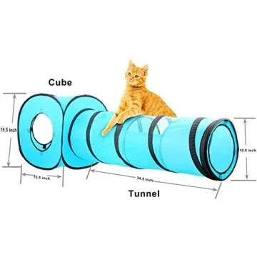 PAWISE 2-in-1 Interactive Cat Tunnel & Tent Playset - Durable, Portable, and Engaging