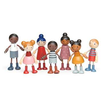 Tender Leaf Toys - Humming Bird Doll Family - Multicultural Wooden Dolls House Family Set with Flexible Arms and Legs - Inspires Endless Imaginative Play - Age 3+