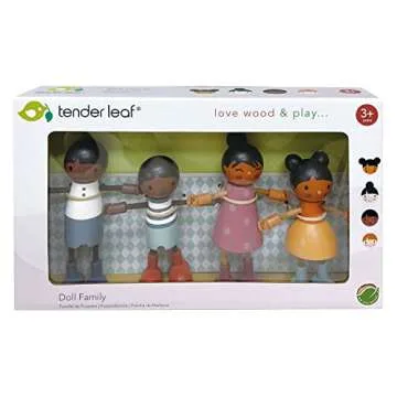 Tender Leaf Toys - Humming Bird Doll Family - Multicultural Wooden Dolls House Family Set with Flexible Arms and Legs - Inspires Endless Imaginative Play - Age 3+
