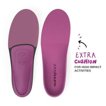 Superfeet All-Purpose Women's High Impact Support Insoles (Berry) - Trim-To-Fit Orthotic Arch Support Inserts for Women's Running Shoes - Professional Grade - Size 8.5-10 Women