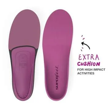 Superfeet All-Purpose Women's High Impact Support Insoles (Berry) - Trim-To-Fit Orthotic Arch Support Inserts for Women's Running Shoes - Professional Grade - Size 8.5-10 Women