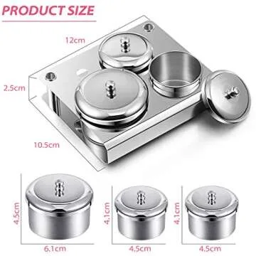 3 Pieces Acrylic Liquid Container Stainless Steel Acrylic Liquid Powder Cup Stainless Steel Nail Powder Holder Container with Lids for Nail Design Tools