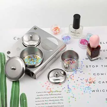 3 Pieces Acrylic Liquid Container Stainless Steel Acrylic Liquid Powder Cup Stainless Steel Nail Powder Holder Container with Lids for Nail Design Tools