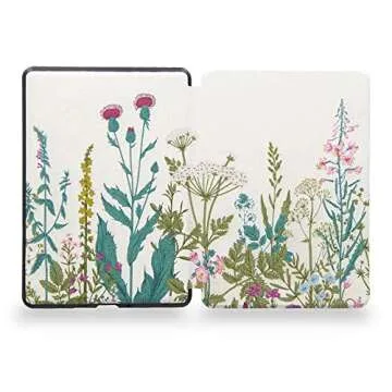 Colorful Star Floral Slim Case for Kindle Paperwhite 11th Gen 2021 Release - Botanical Flowers Patterned PU Leather Covers for 6.8" Kindle Paperwhite Signature Edition - Colorful Plants