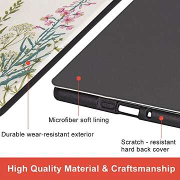 Colorful Star Floral Slim Case for Kindle Paperwhite 11th Gen 2021 Release - Botanical Flowers Patterned PU Leather Covers for 6.8" Kindle Paperwhite Signature Edition - Colorful Plants