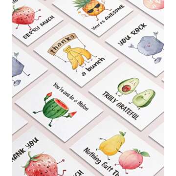 32 Funny Thank You Cards wtih Envelopes & Stickers,Fun Greeting Note Cards 4 x 6 in,Bulk Boxed Set Assortment for Employee Teachers Friends Business Coworker Gratitude Appreciation