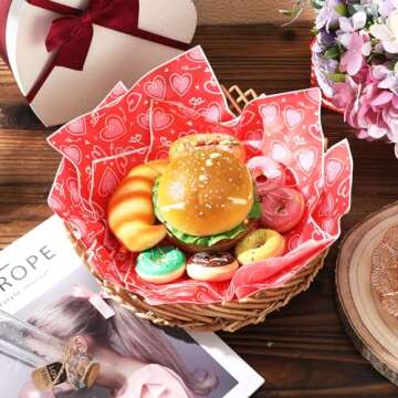 160 Pieces Valentine's Day Wax Paper Heart Parchment Paper Food Wrap Paper Heart Sandwich Greaseproof Wrapping Paper for Valentine's Day Chocolate Candy Cookies Baking Food Basket Liner Party Supplies