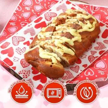 160 Pieces Valentine's Day Wax Paper Heart Parchment Paper Food Wrap Paper Heart Sandwich Greaseproof Wrapping Paper for Valentine's Day Chocolate Candy Cookies Baking Food Basket Liner Party Supplies