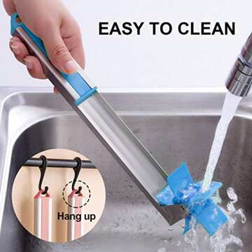 Watermelon Slicer Watermelon Cube Cutter Knife Corer Windmill Stainless Steel Watermelon Fruit Tools with Melon Baller Scooper Easy Slicer Unique Kitchen Gadgets Watermelon Knife Home Gift (Bule)