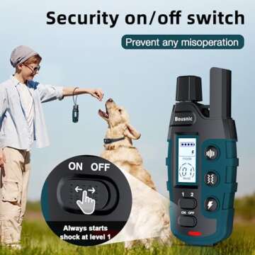 Bousnic Dog Shock Collar - 3300Ft Training Collar with Remote for 5-120lbs Small Medium Large Dogs Rechargeable Waterproof e Collar with Beep (1-8), Shake(1-16), Safe Shock(1-99) Modes (Blue)
