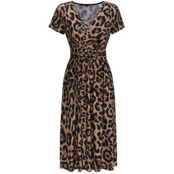 OUGES Women's 2025 Summer Short Sleeve V-Neck Floral Short Party Dress with Pockets(FloralN,M)