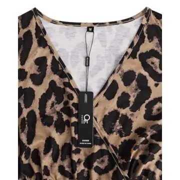 OUGES Floral Summer V-Neck Dress with Pockets