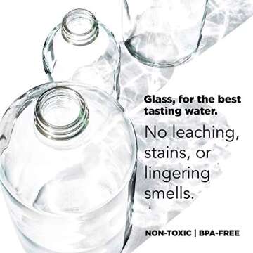 bkr Glass Water Bottle - Luxury BPA Free Water Bottle, Spiked Silicone Sleeve - Lala - Opaque Lavender Fog - Leak Proof, Narrow Neck, Dishwasher Safe