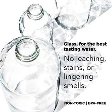 bkr Glass Water Bottle - Luxury BPA Free Water Bottle, Spiked Silicone Sleeve - Lala - Opaque Lavender Fog - Leak Proof, Narrow Neck, Dishwasher Safe