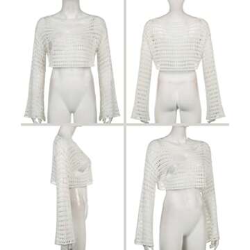 Meladyan Crochet Fishnet Crop Top for Beach Style