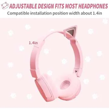 WeThinkeer Cat Ears for Headphones, Pink Cute Headset Cat Ears with Adjustable Straps, Fits Various Headphones, for Gamers, Streamers, and Cosplayers