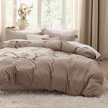 Bedsure Khaki Queen Duvet Cover Set - Soft 3-Piece Bedding