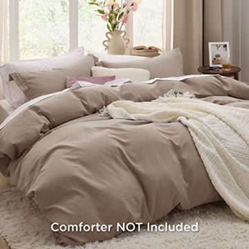 Bedsure Khaki Queen Duvet Cover Set - Soft 3-Piece Bedding