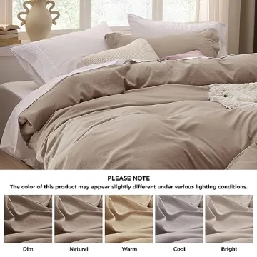 Bedsure Khaki Queen Duvet Cover Set - Soft 3-Piece Bedding