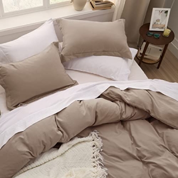 Bedsure Khaki Queen Duvet Cover Set - Soft 3-Piece Bedding