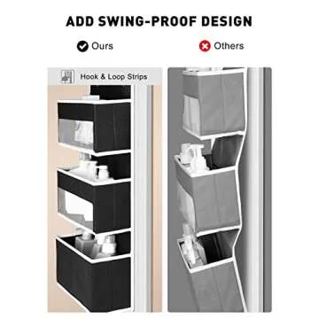 Yecaye 6-Tier Over The Door Storage Organizer, Flexible 1 Split into 2 Swing-Proof Hanging Bathroom Organizer, Bedroom Organizers and Storage for Newborn Baby Essentials, Black