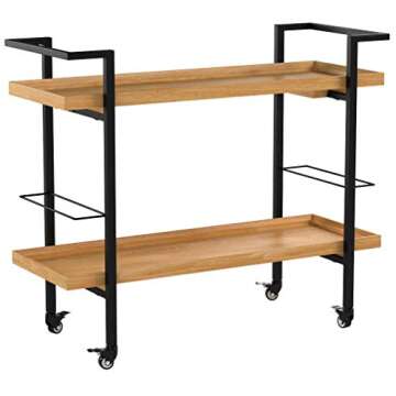 Christopher Knight Home Gerard Industrial Wooden Bar Cart, Natural Finish / Black