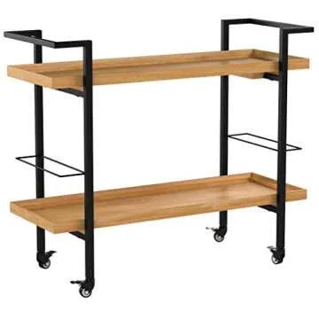 Christopher Knight Home Gerard Industrial Wooden Bar Cart, Natural Finish / Black