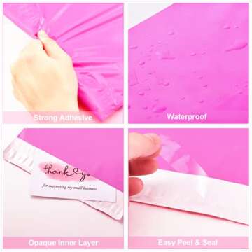 Poly Mailer Shipping Bag with Self Sealing, Heavy Duty Self Seal Mailing Envelopes, 100 Pack 10 x 13 inches - Pink